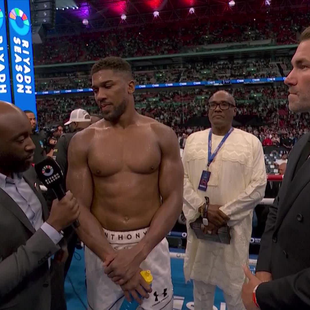 I’ll never understand interviewing a fighter just minutes after they’ve been brutally knocked out. It’s impressive how Anthony Joshua handled those questions.
