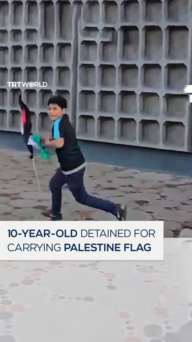 German police detained a 10-year-old child carrying a Palestinian flag after pursuing him during a pro-Palestine protest in Berlin