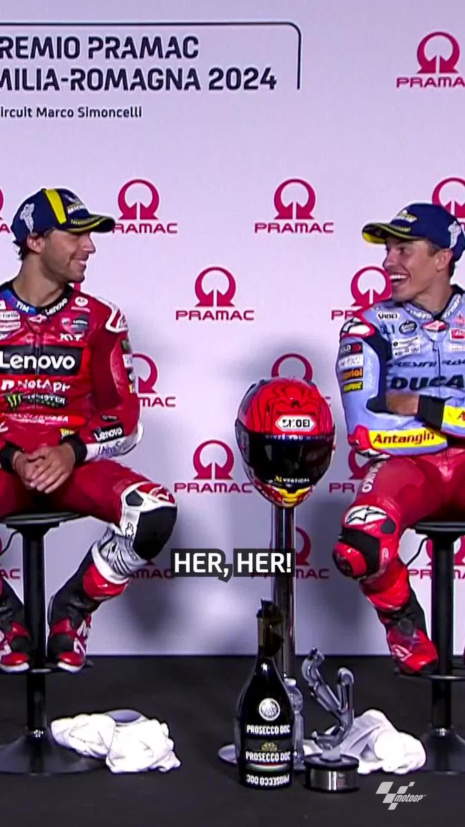 Struggling with your English? 🧑‍🏫 We've found the best professor, right Enea Bastianini and Marc Márquez? 😂 #EmiliaRomagnaGP 🏁
