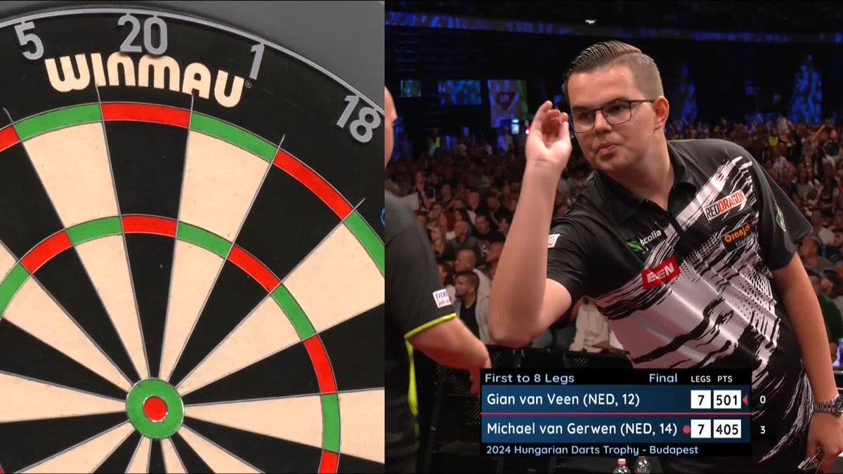 VAN GERWEN WINS IN BUDAPEST 🏆🇭🇺 It's a been a long long wait for Michael van Gerwen but the king of the European Tour does it again as he beats Gian van Veen to win the 2024 Hungarian Darts Trophy! Just look at that emotion 🙌 📺 | #ET11