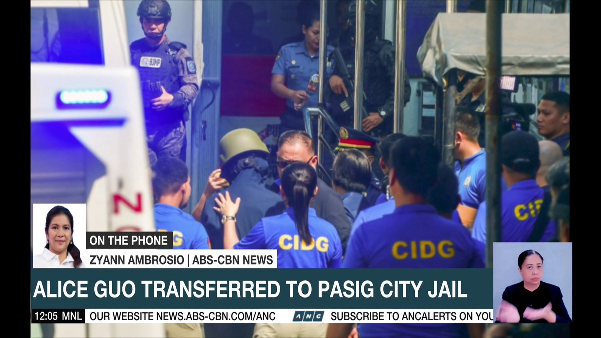 Alice Guo's medical examination upon transfer to a jail in Pasig City revealed a possible lung infection. A sputum test will be conducted within the day to determine whether Guo will be confined to a quarantine cell or a regular cell. zyann ambrosio reports. #DatelinePhilippines