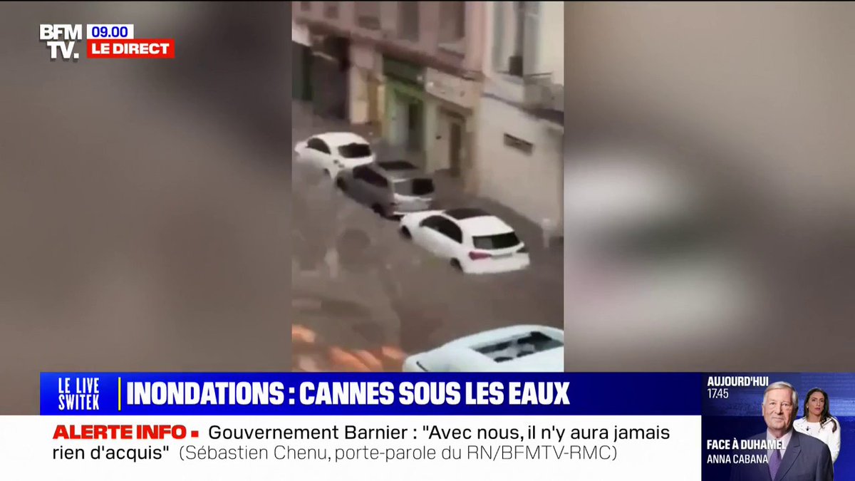 Inondations: la ville de Cannes sous les eaux après un violent épisode orageux ce matin