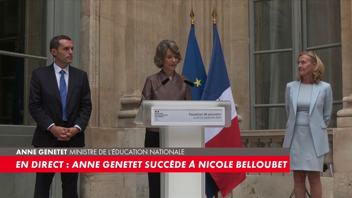 Anne Genetet, nouvelle ministre de l'Education nationale lors de la passation de pouvoir : «C'est une tâche immense, cruciale et vitale pour le pays et j'ai conscience de ce qui est attendu de moi»