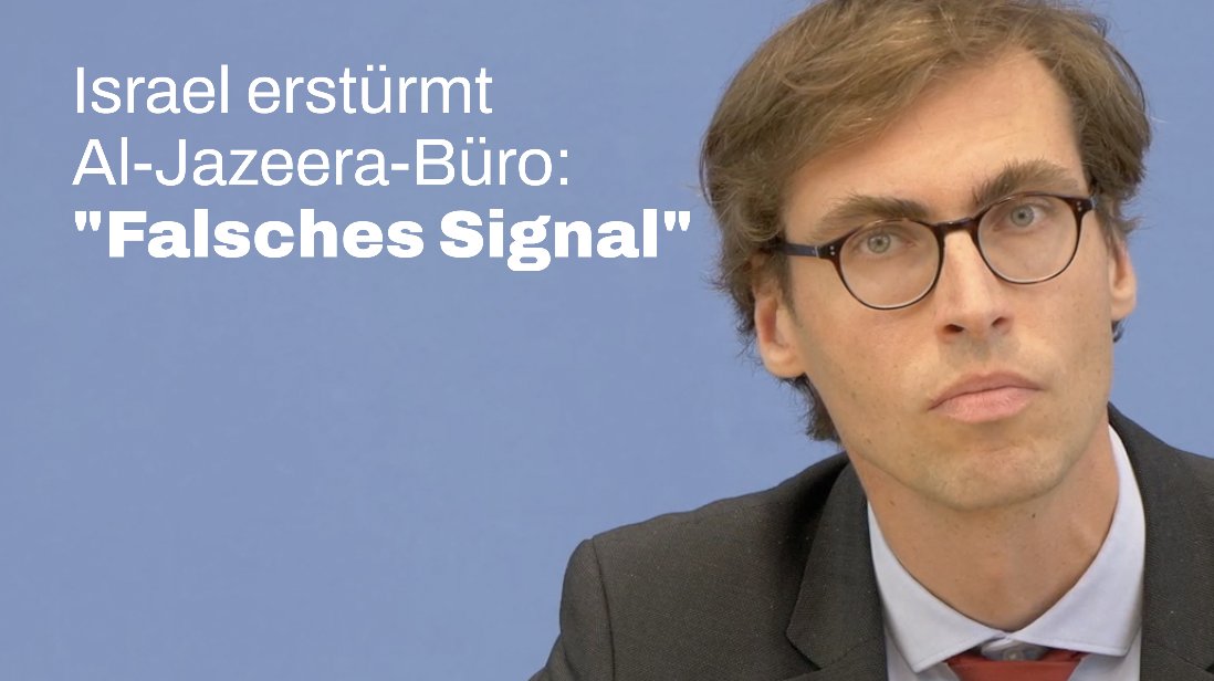 Wenn Israel das Büro von #AlJazeera in der Westbank erstürmt und schließt, spricht die Vereinigung der Auslandspresse von einem "schwarzen Tag" für Medien und Demokratie. Die Bundesregierung spricht von einem "falschen Signal".