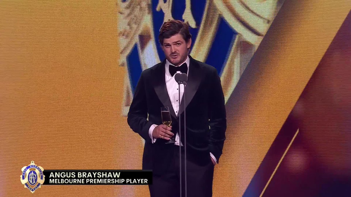 Angus Brayshaw salutes the class of 2024. Such a touching speech. #Brownlow