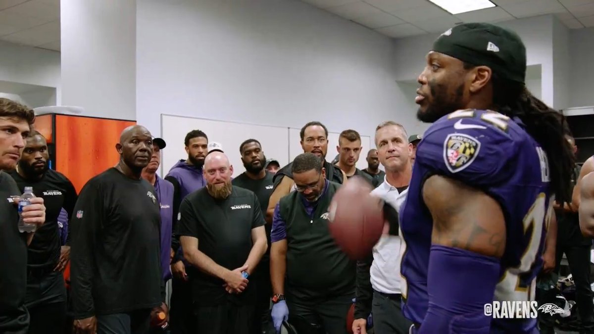 Go inside the post-game locker room as Coach Harbaugh hands out the game balls❗️