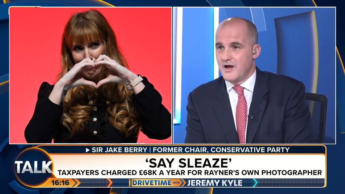 Former Tory chairman Sir Jake Berry reveals he once had a picture of Labour's Angela Rayner pinned up on his wall. "I actually think Angela Rayner is a very, very attractive woman."