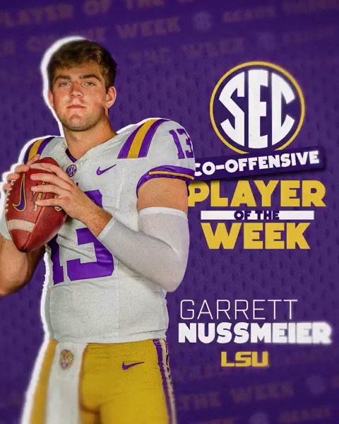 🏈 SEC Offensive Player of the Week: WK 4 🐅 Garrett Nussmeier LSU Football x #SECFB