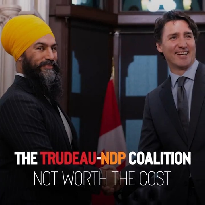 Sellout Jagmeet Singh flip flopped again to keep the coalition alive. The costly NDP-Liberal coalition takes your money, taxes your food & doubles your housing costs. Sign if they're not worth the cost: