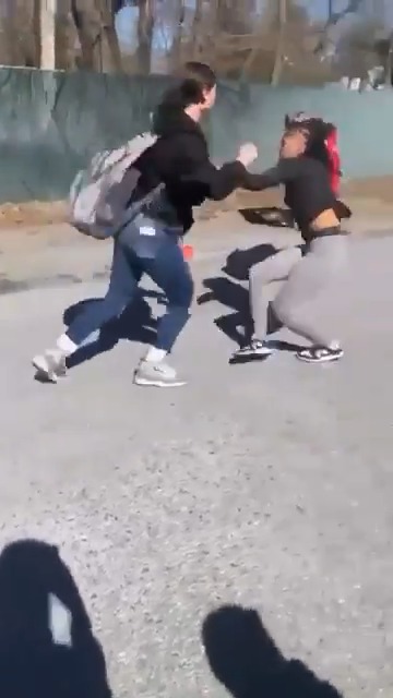 Girl saves her friend from being jumped.