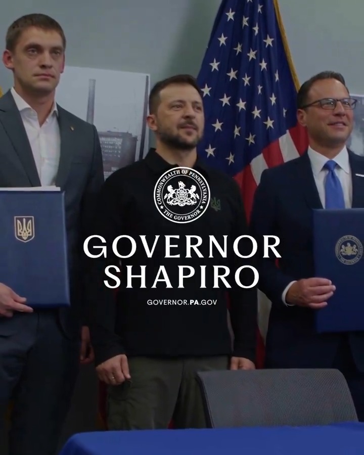 Pennsylvania is home to the second largest Ukrainian-American population of any state in the nation — and we share a special kinship between our people. I was honored to welcome President Volodymyr Zelenskyy / Володимир Зеленський to Scranton yesterday, and thank the 400 workers in Scranton whose work powers Ukraine's fight for freedom.