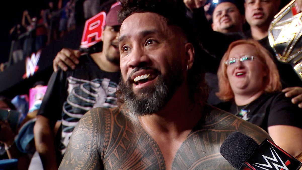 EXCLUSIVE: New Intercontinental Champion Jey The Usos celebrates his historic victory with the YEETING crowd. #WWERaw