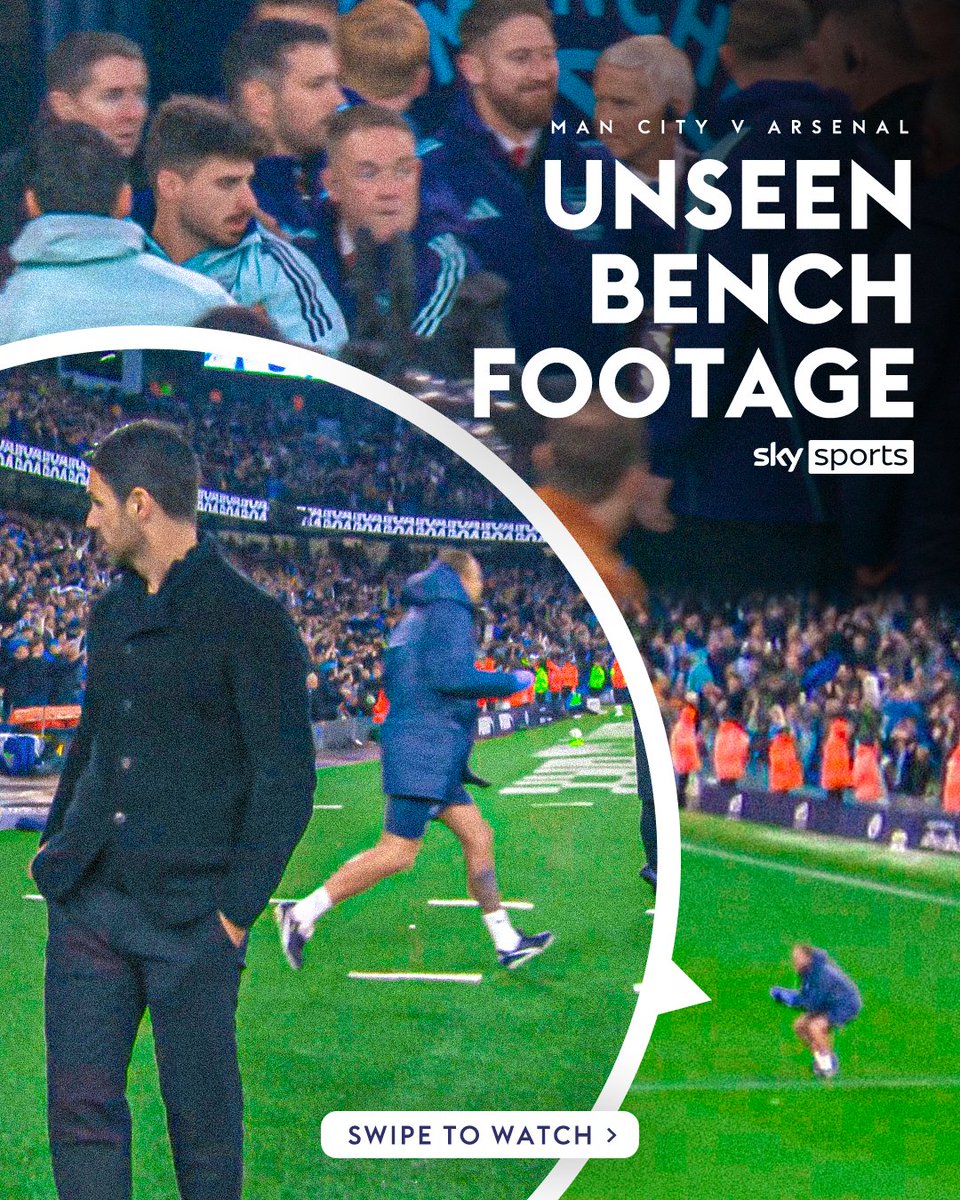 Unseen footage as chaos erupted between the Man City and Arsenal benches after John Stones' late equaliser 🍿