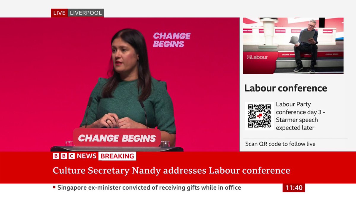 "We're going to reignite the imagination of the next generation" Culture Secretary Lisa Nandy pledges to put "arts, sport and music back at the heart of our schools and communities", in address to Labour's conference Follow live