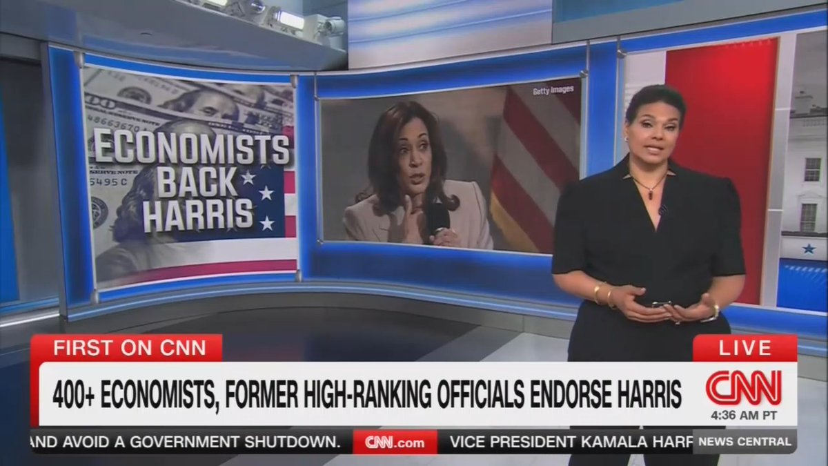 CNN: More than 400 independent economists and policymakers just endorsed Kamala Harris. This is a sweeping show of support. They say this election is a choice between failed trickle-down economics under Trump or prosperity, opportunity, and stability with Harris