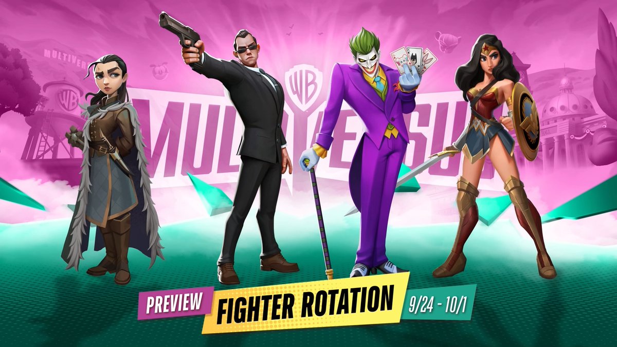 Noble ladies with swords or bad guys in suits? Choose from Arya Stark, Wonder Woman, Agent Smith or The Joker in this week’s preview fighter rotation! #MultiVersus