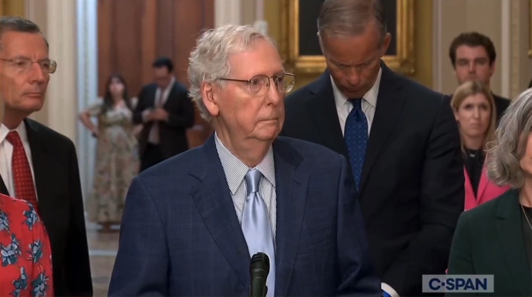 Q: Trump is proposing a 20% across-the-board tariff on everyday products. Are you concerned Trump’s tax will drive up costs for Americans? Mitch McConnell: Yeah, I’m not a fan. It will raise prices for American consumers