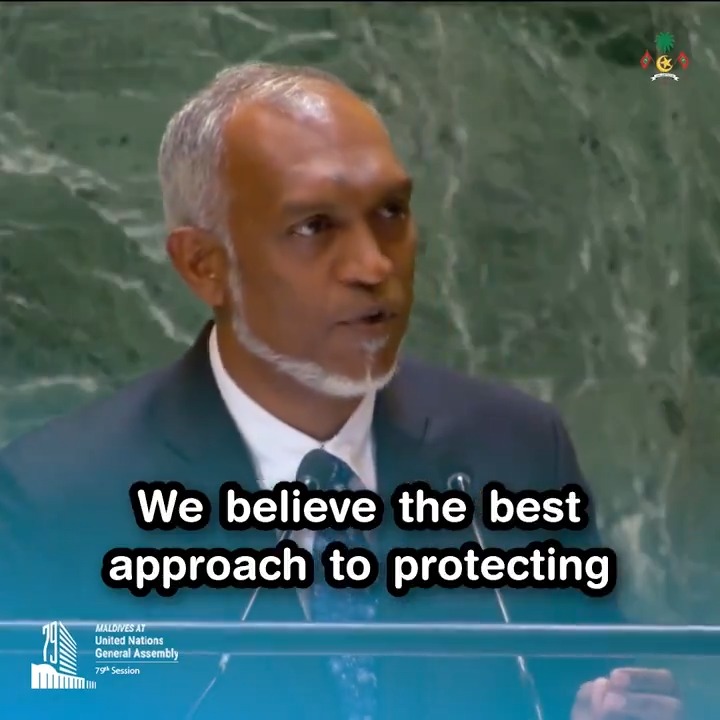 “We must accept a sovereign and independent Palestinian State on the pre-1967 borders, with East Jerusalem as its capital" – President Dr Muizzu during his statement at the UNGA79 General Debate. #MaldivesAtUNGA79 #UNGA79