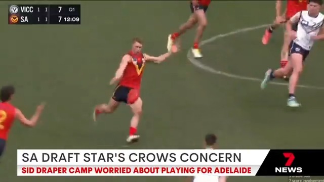 7NEWS understands the camp of SA's top draft prospect Sid Draper has reservations about him joining the Crows. It centres around the Josh Rachele saga. Josh Money 7AFL #7NEWS