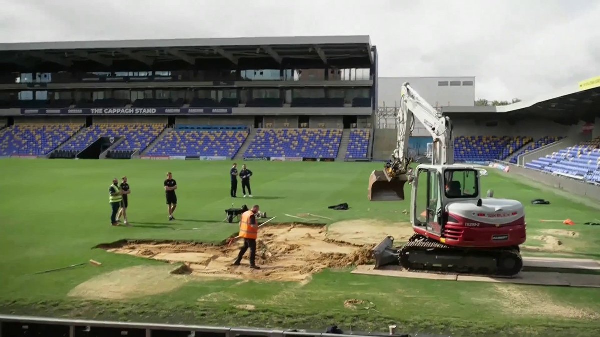 AFC Wimbledon have begun work on their pitch following the damage caused by flooding 👷