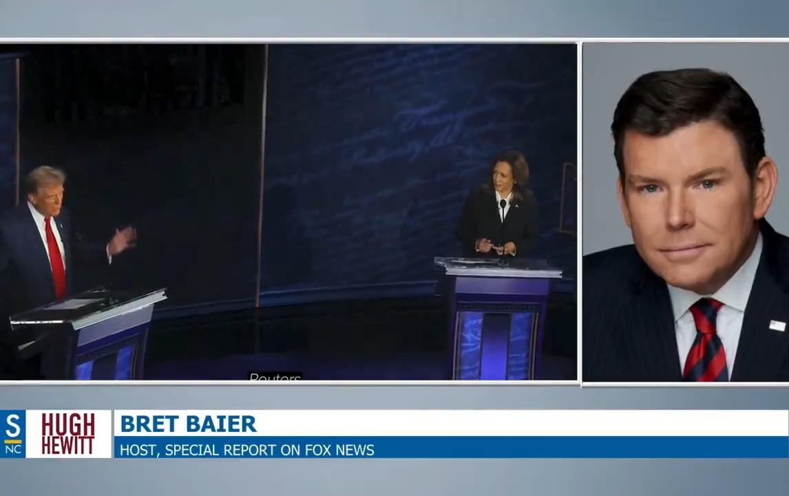 WOW! Fox News' Bret Baier revealed to Hugh Hewitt that while Kamala Harris would likely participate in a Fox News debate, it's Donald Trump who is refusing: Baier: "I actually believe the Harris campaign would do a Fox debate. The former president has come to the conclusion that there shouldn’t be another debate… I’m getting the sense from him and the campaign that they are moving past it, and really, the holdup is not the Harris campaign and Fox. It is the former President." What is Trump afraid of?