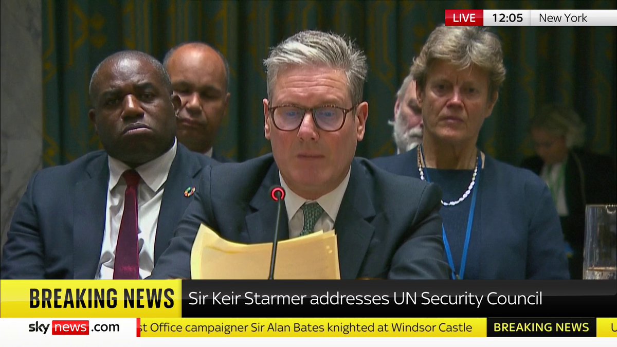 Prime Minister Sir Keir Starmer calls for an "immediate, full and complete ceasefire in Gaza" during his speech to the UN Security Council. 📺 Sky 501, Virgin 602, Freeview 233 and YouTube