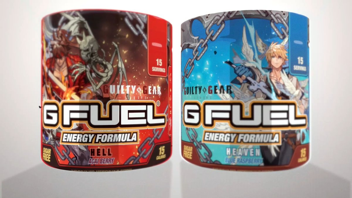 👊 LET'S ROCK! INTRODUCING THE #GuiltyGear x #GFUEL COLLECTION! 💥 Featuring delicious Heaven &amp; Hell energy formulas covered in custom artwork by the incredible はんくり/hungry_clicker! Elevate your game &amp; FUEL THE DUEL! Arc System Works America 🛒 𝐒𝐇𝐎𝐏: