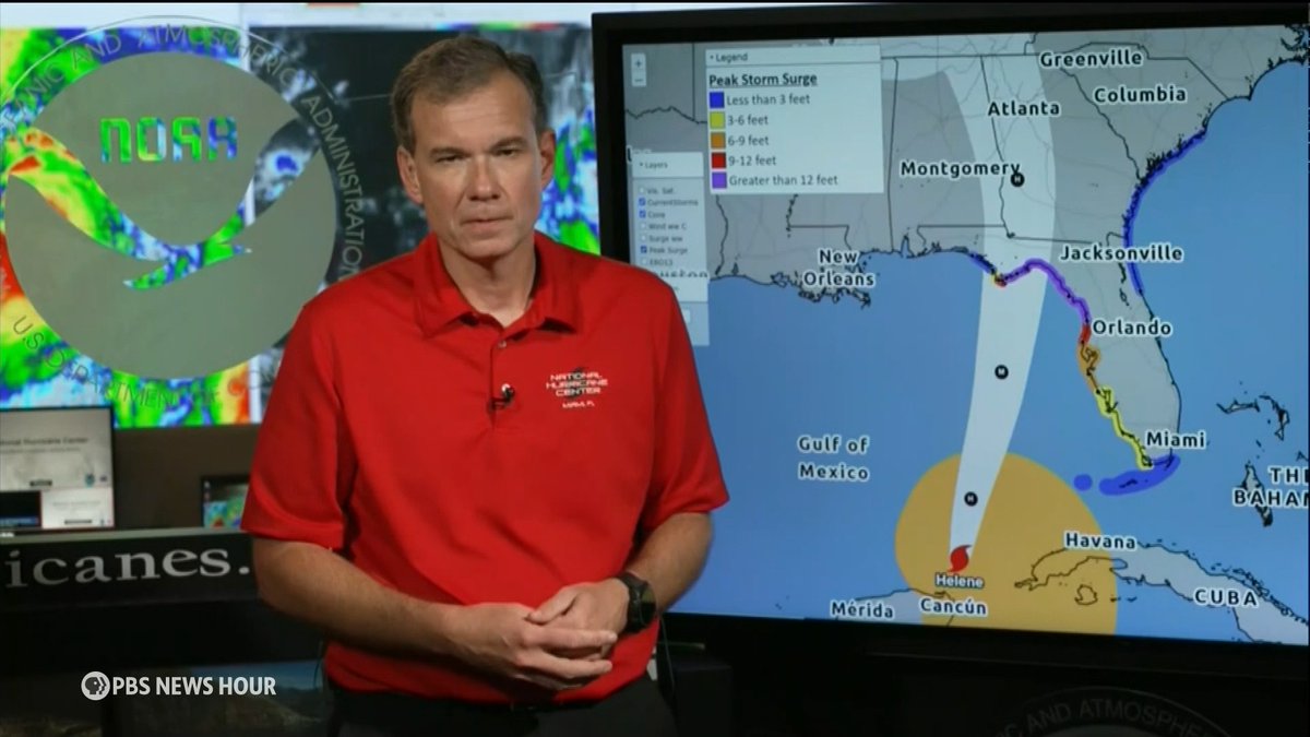 Florida is bracing for impact as Hurricane Helene barrels toward the Gulf Coast. Current forecasts show Helene will arrive as a dangerous Category 4 hurricane on Thursday. Geoff Bennett speaks to Jamie Rhome, deputy director of the National Hurricane Center, to learn more.