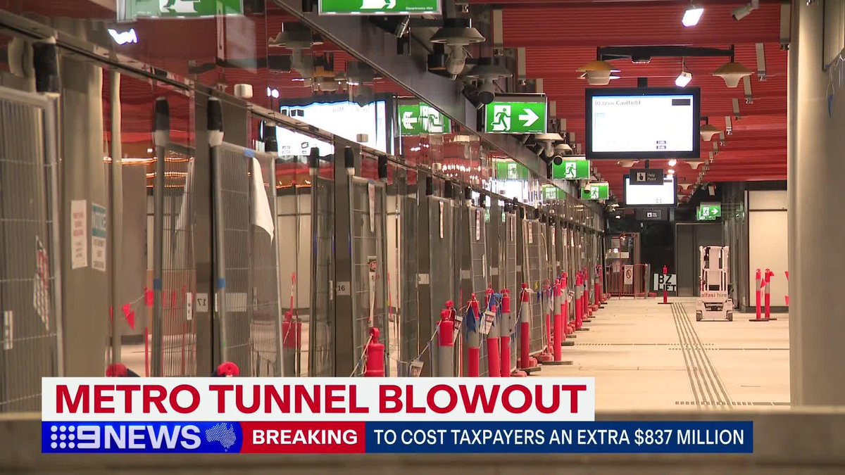 The state government has dropped a bombshell on the eve of the Grand Final long weekend, admitting Victorian taxpayers will pay almost a billion extra dollars to finish the Metro Tunnel. Dougal Beatty #9News READ MORE: