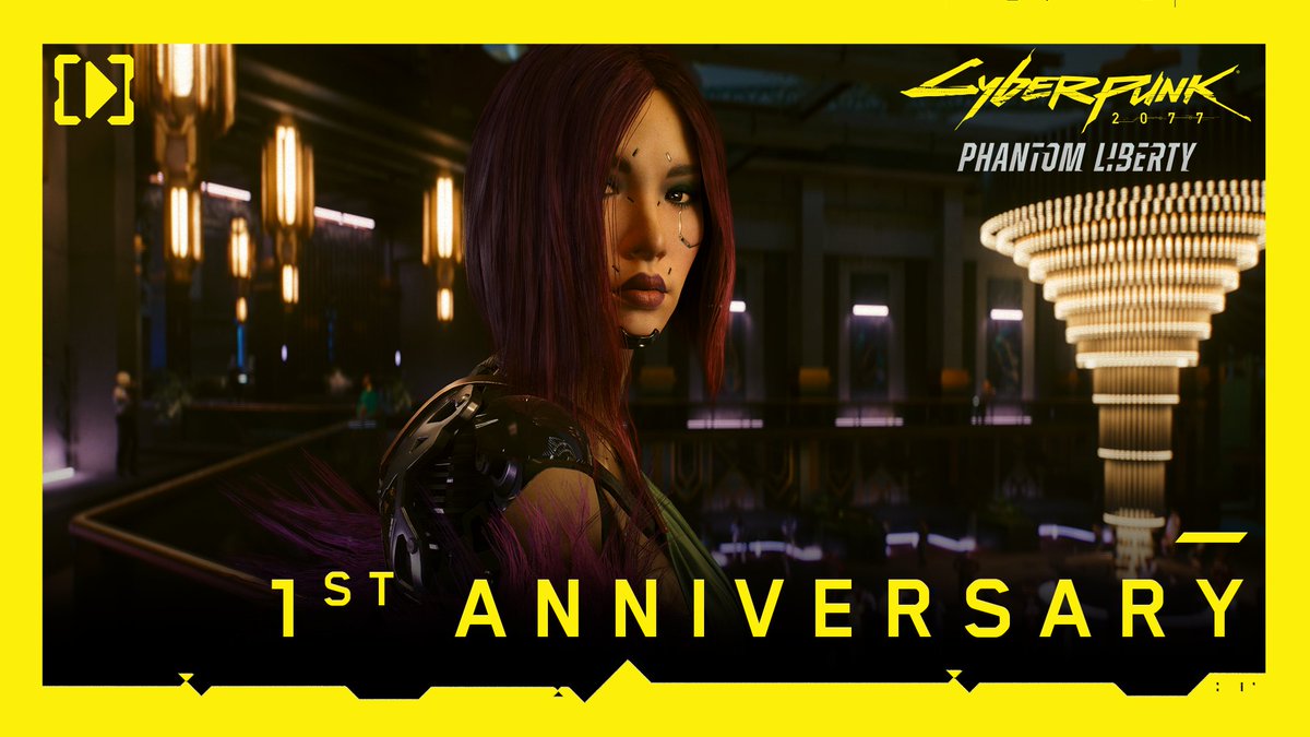 Today, we celebrate the first anniversary of Cyberpunk 2077: Phantom Liberty! Together, we ventured into Dogtown's shadowy world of espionage, faced impossible choices, and dived right into the heat of action. Thank you for walking this path with us, chooms! Here's to more adventures! Happy 1st Anniversary to Phantom Liberty! 🎉