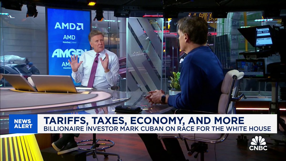 "Donald Trump is trying to come in with a hammer and say, you're the nail, I'm going to hit you with a 200% tariff, John Deere. Kamala Harris is saying I'm going to give you incentives to manufacture more," says Mark Cuban. "Do you want to be underneath a hammer?"