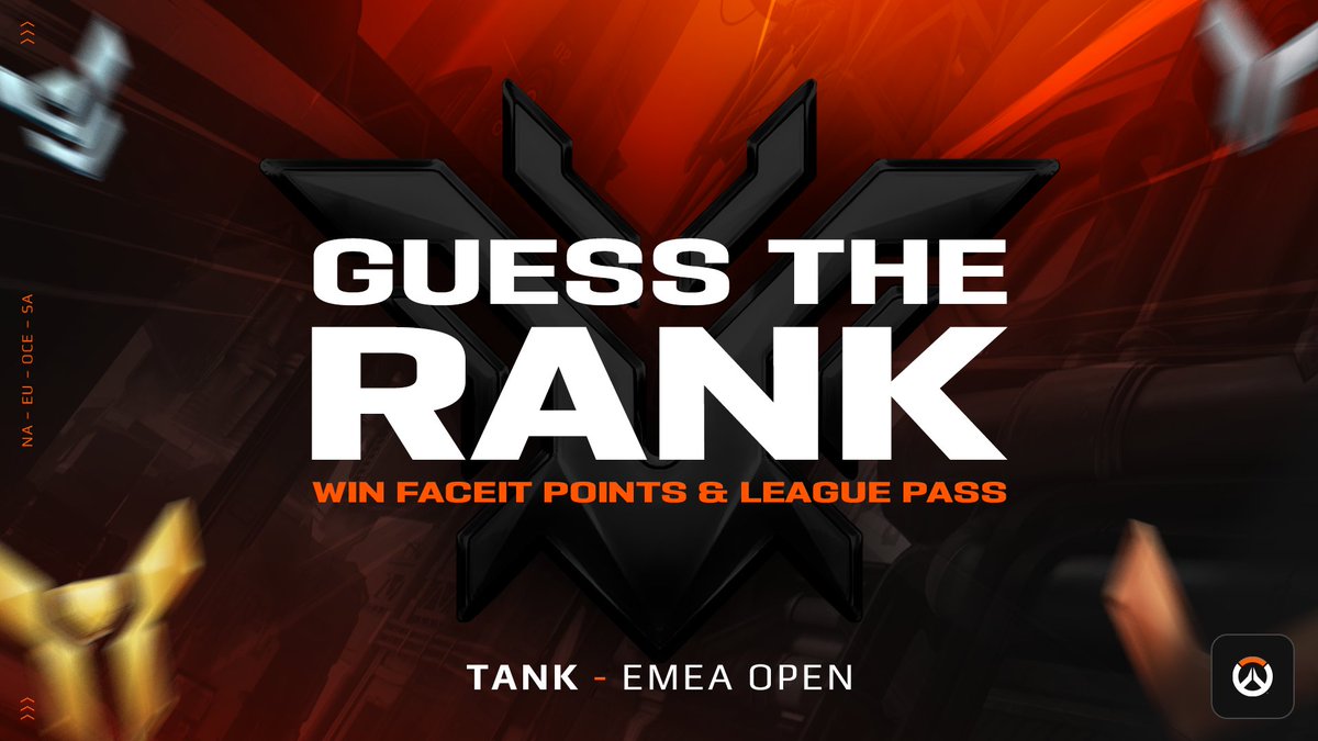 Let's Play: Guess The Rank ⁉️ Tank mains, we picked a random POTG from FACEIT League Season 2; can you guess their current rank in #Overwatch2? Drop your guess for a chance to win 6,950 FP and a League Pass 💭
