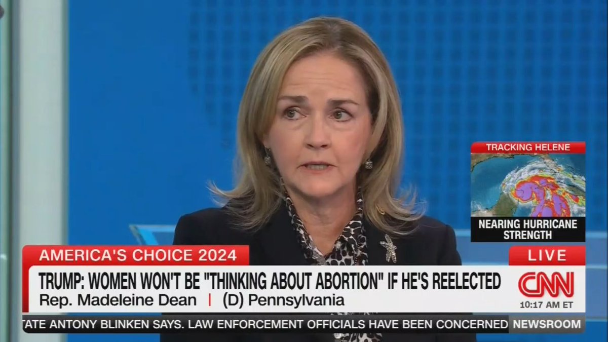 Rep. Madeleine Dean: I find Trump's statements on being a 'protector' creepy. Women don't want Donald Trump's protection. We want our rights. We want our freedoms. This is coming from the man who was found responsible for sexual assault. He's not a protector. Tell that to the two families of the young women who lost their lives because they were denied abortion care