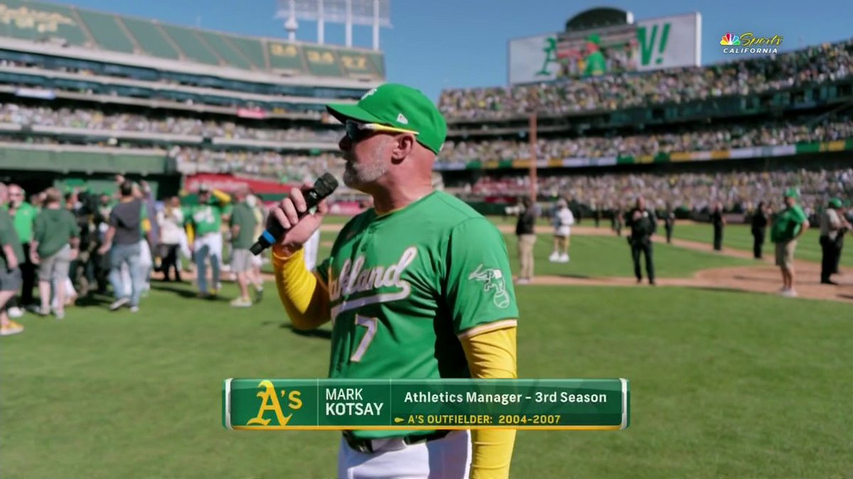 A's manager Mark Kotsay addressed fans after the final game ever at the Coliseum ๐ ๐