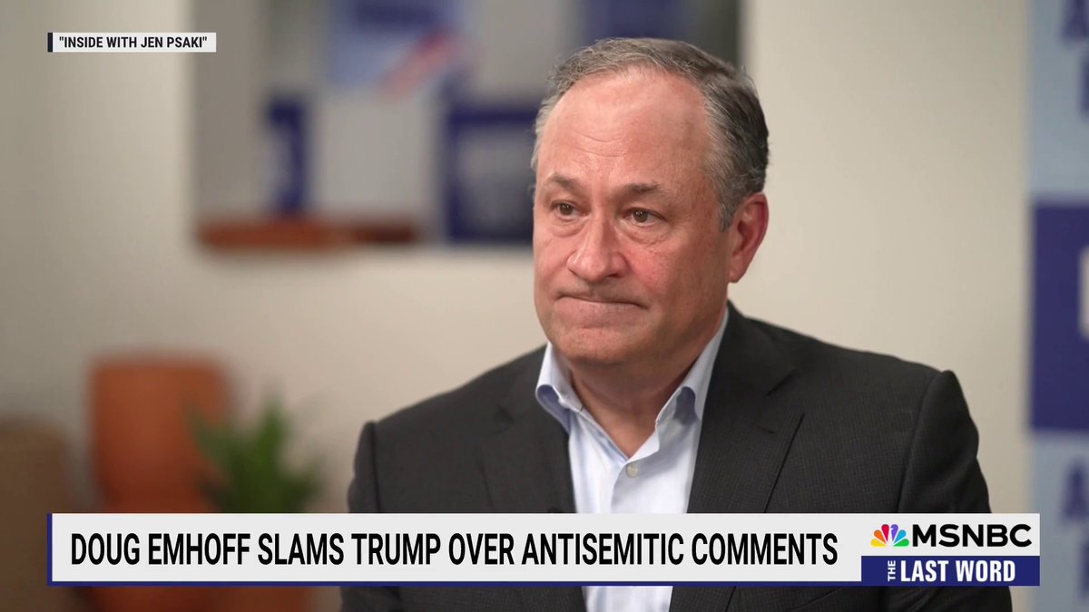“It's intense, and a lot of times I don't want to do it. It's too raw. It's too emotional for me. And she is the one who keeps pushing me out there." Doug Emhoff tells Jen Psaki about the encouragement he gets from VP Harris to continue speaking out against antisemitism.