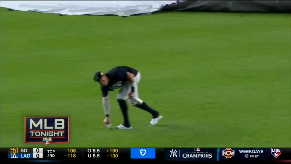 ✅ Homer in 5th straight game ✅ Clinch the AL East title ✅ Pick up some trash in the outfield after the celebration "That's a real captain right there!" - Greg on Aaron Judge