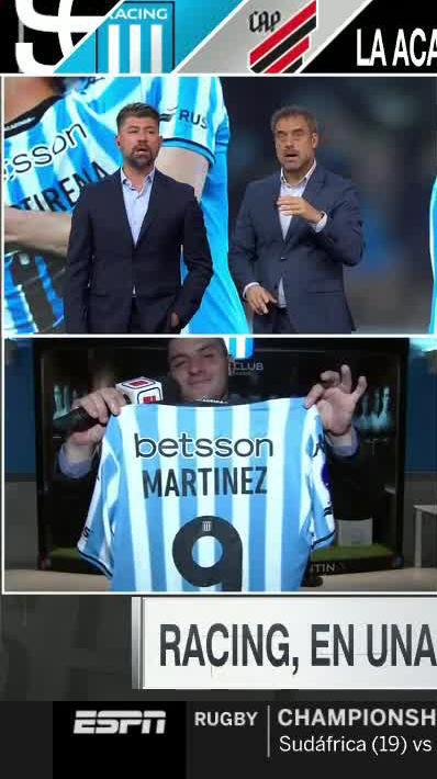 ¡PARA EL MUSEO DE TRASNOCHADOS! Tomas Davila consiguió para #SportsCenter la camiseta de MARAVILLA MARTÍNEZ, tras la clasificación de Racing a semis de la #Sudamericana. 📺 #DisneyPlus