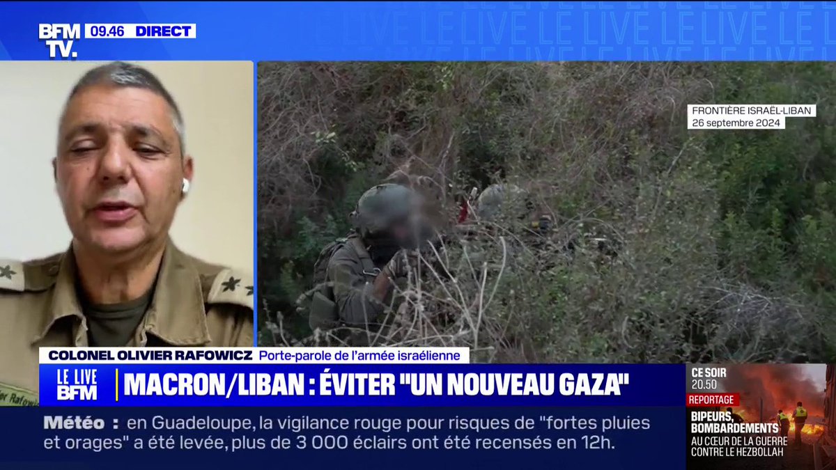 Olivier Rafowicz, porte-parole de Tsahal: "Ce ne sont pas des représailles que le Hezbollah mène aujourd'hui, ce sont des attaques"