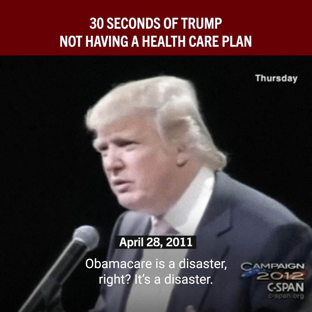 Trump has never had a health care plan, and he never will. Watch ⬇️