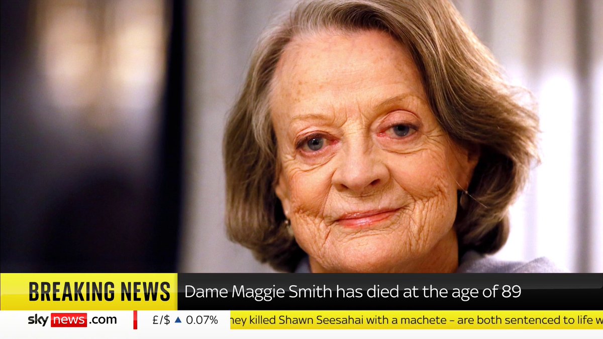 BREAKING: Maggie Smith, known for her roles in Harry Potter and Downton Abbey, has died 📺 Sky 501, Virgin 602, Freeview 233 and YouTube