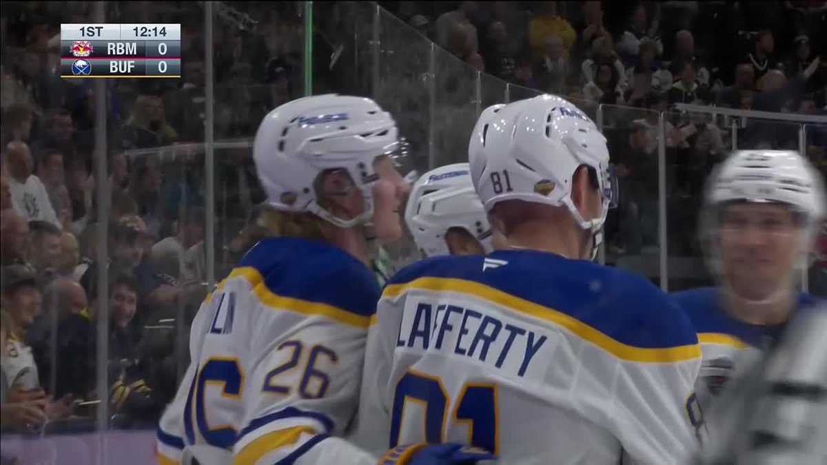 Sam Lafferty with a wild bounce and we're up 1-0! #NHLGlobalSeries | #LetsGoBuffalo