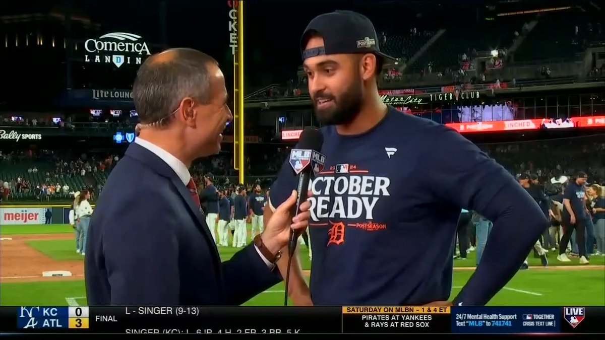 "Belief is a big thing... we never stopped believing." Jon Morosi caught up with Riley Greene after the Detroit Tigers clinched their first #Postseason berth since 2014. #RepDetroit