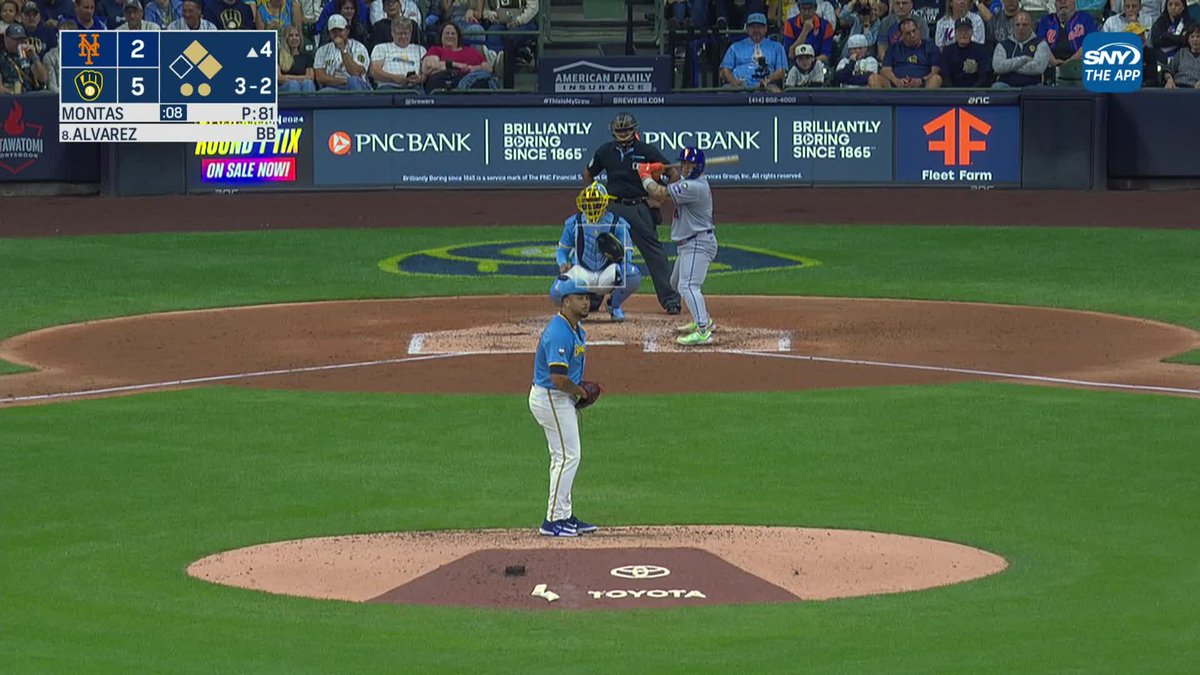 Carlos Mendoza is ejected after Francisco Alvarez was called out on a questionable strike three.
