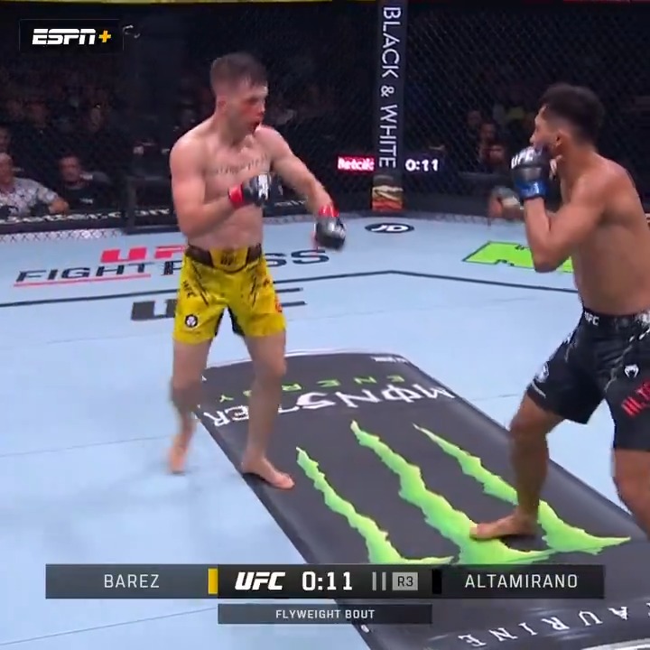 Barez pointed to the ground and knocked Altamirano down with seconds left 💥 #UFCParis