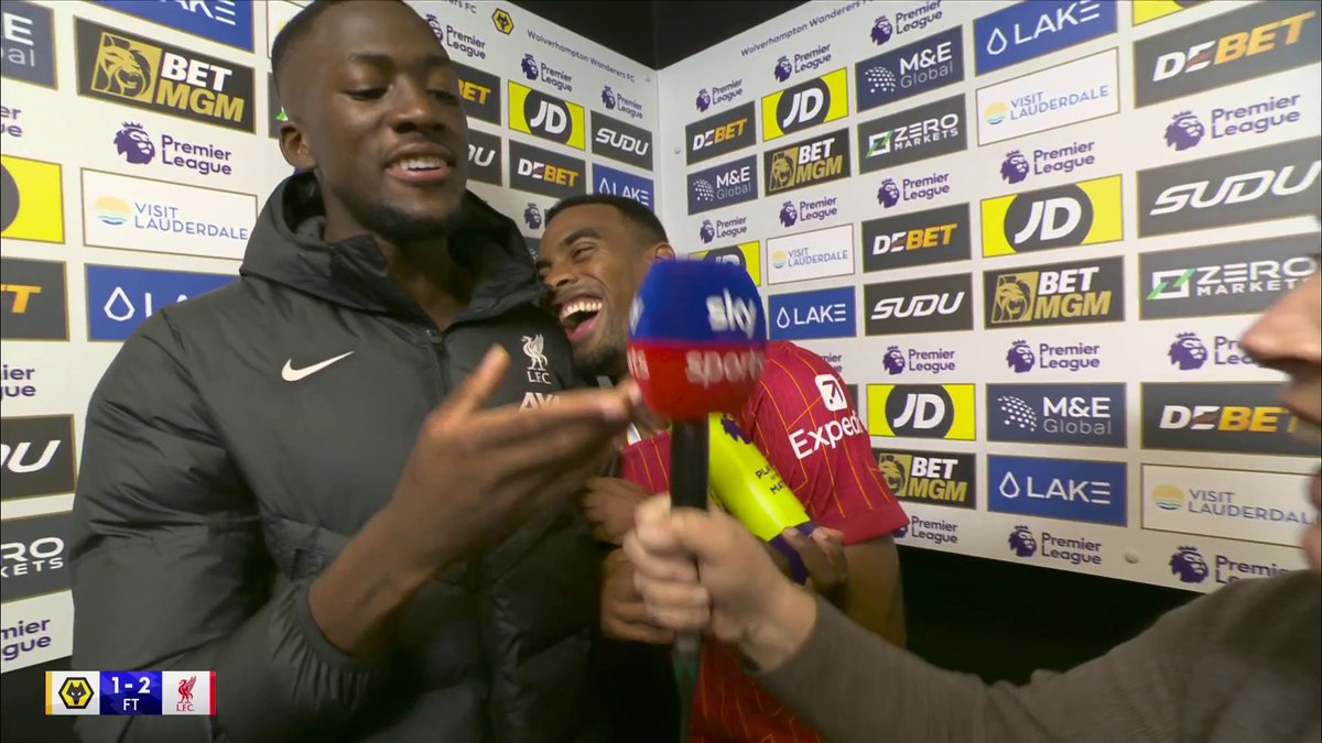 "Sky Sports, who decides who POTM is?" 😅 Ibrahima Konate was less than impressed at having to hand over the Player of the Match award to Liverpool teammate Ryan Gravenberch 🏆