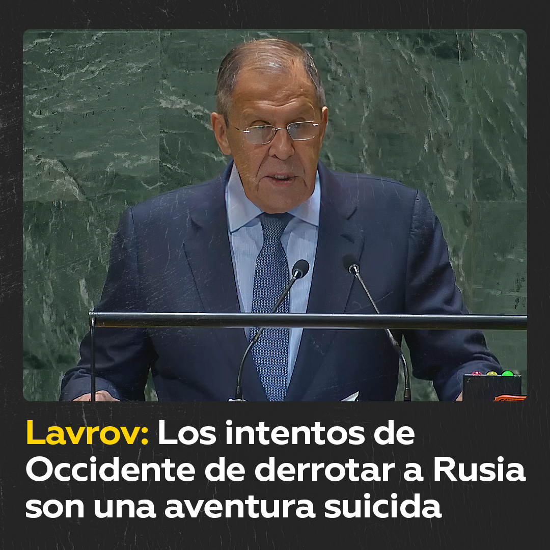 La mera idea de intentar luchar “hasta la victoria” contra una potencia nuclear como Rusia carece de sentido y es peligrosa, afirmó el canciller ruso, Serguéi Lavrov, en la Asamblea General de la ONU