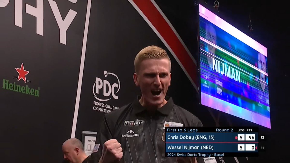 NIJMAN DENIES DOBEY! That is world-class from Wessel Nijman! 👏 The Dutchman follows up back-to-back 180s with a brilliant 11-darter to prevail in a last-leg decider against Chris Dobey! 📺 | #ET12