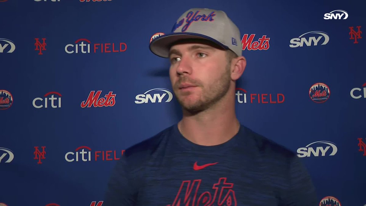 "I'm not necessarily worried about it. I just think we've played two good teams and just haven't played our best baseball." Pete Alonso was asked if he's worried about the Mets playing "tight" in important games: