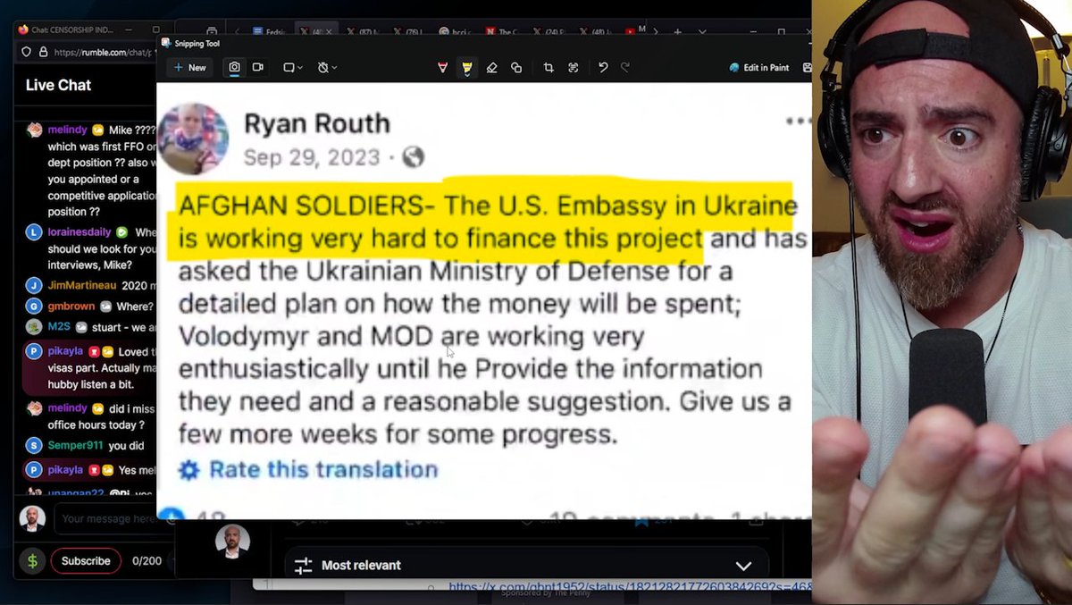 As promised, I'm 'declassifying' my research stream on Ryan Routh, which I did for my X subs the night of the assassination attempt. Timestamps below, strong language warning, gets really good starting 30:07 Censorship Industry Annotated #46: Fedsination Attempt #2 (9-15-24)