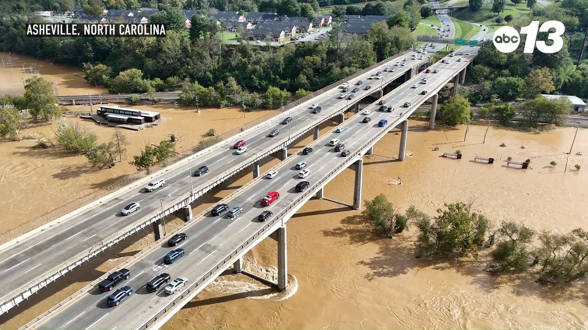 WATCH: Here's a look at the devastating floods in the Asheville area on Saturday, Sept. 28.
